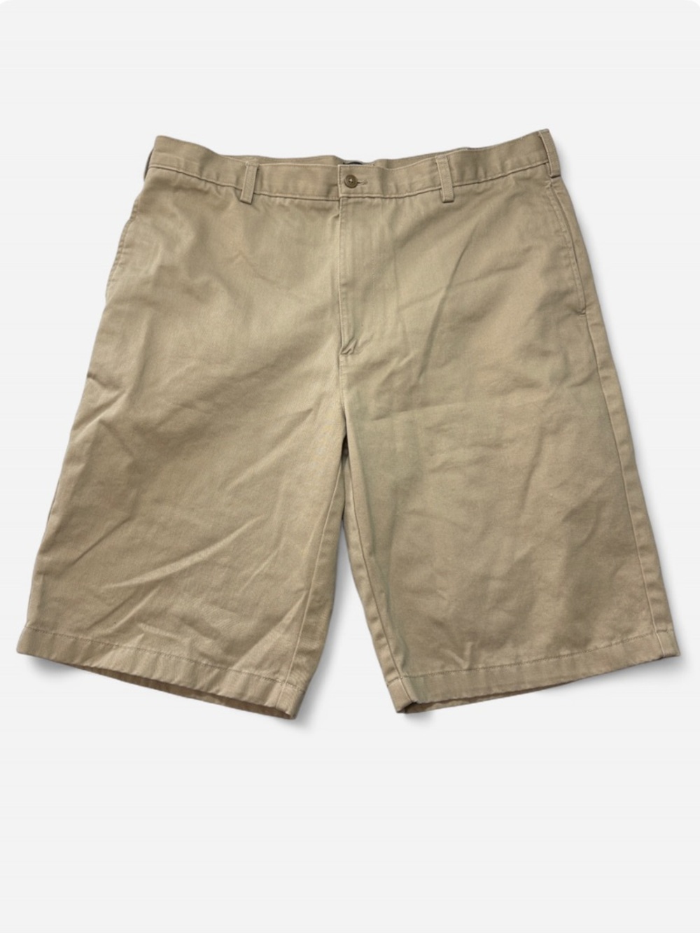 Lands' End Men's Tan Flat-Front Cotton Shorts Size 38